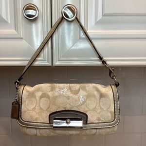 Coach Mini Bag Purse Handbag Kristen Envelope Flap Sequined Signature Logo Bag